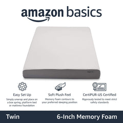 Amazon Basics 6’’ Plush Memory Foam Mattress- Twin