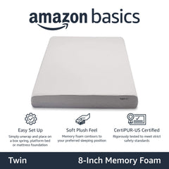 Amazon Basics 8’’ Plush Memory Foam Mattress- Twin